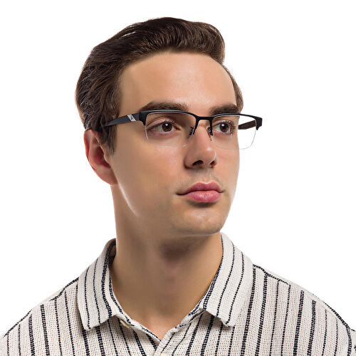 امبوريو أرماني نظارات طبية مستطيلة واسعة بنصف إطار