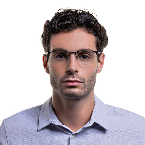 EMPORIO ARMANI Wide Half-Rim Rectangle Eyeglasses